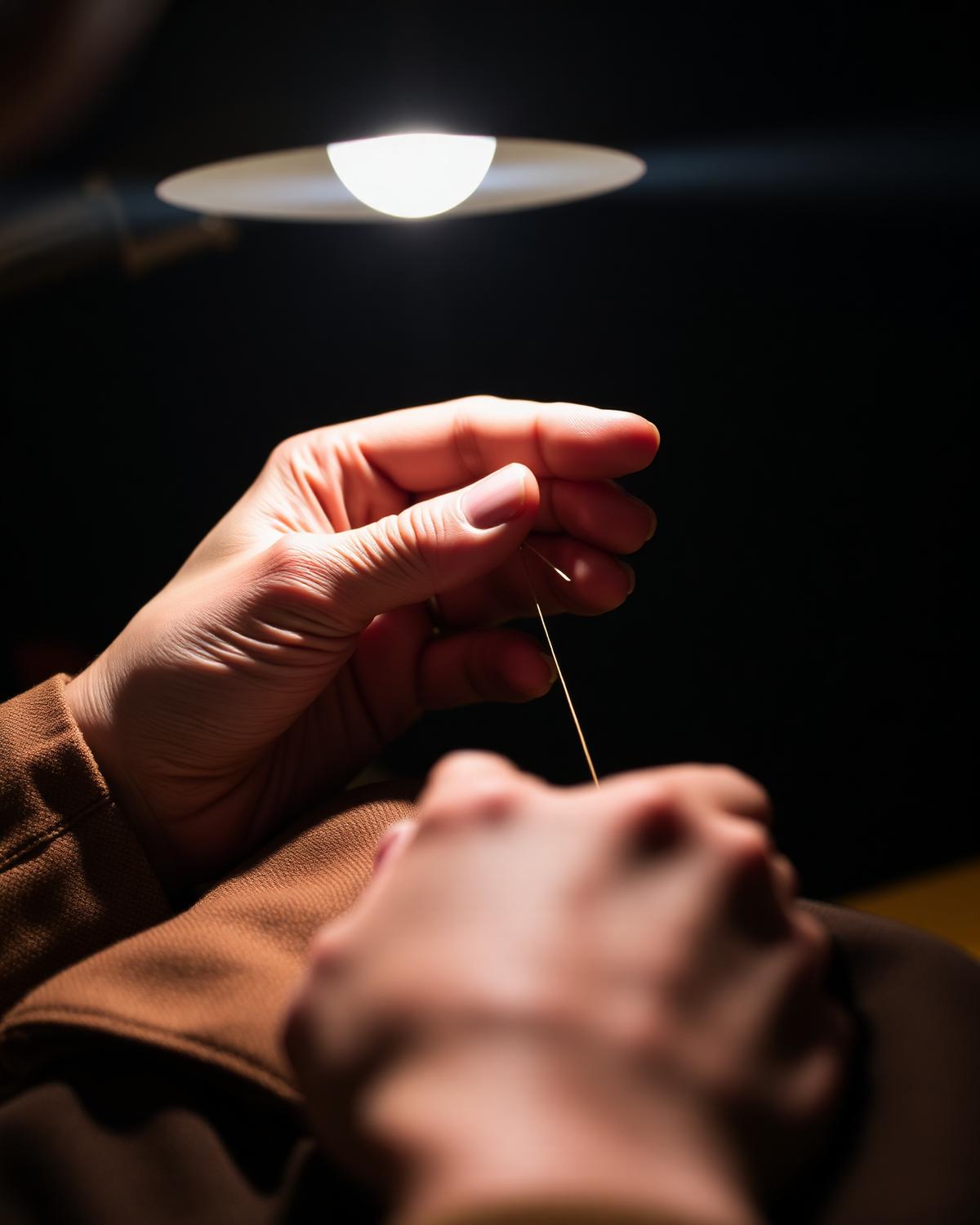 Master artisan restoring a garment by hand